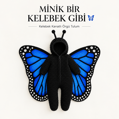 Croafly kelebek kanatlı örgü tulum — mavi