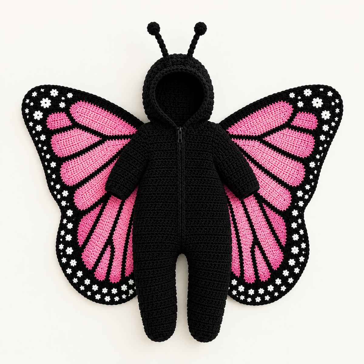 Croafly kelebek kanatlı örgü tulum — pembe